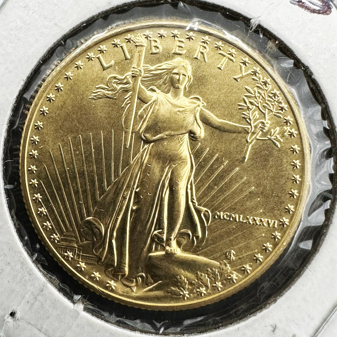 1/2 oz  Fine Gold 25  Dollars Coin, American Gold Eagle, Year 1986 (1 of 5)