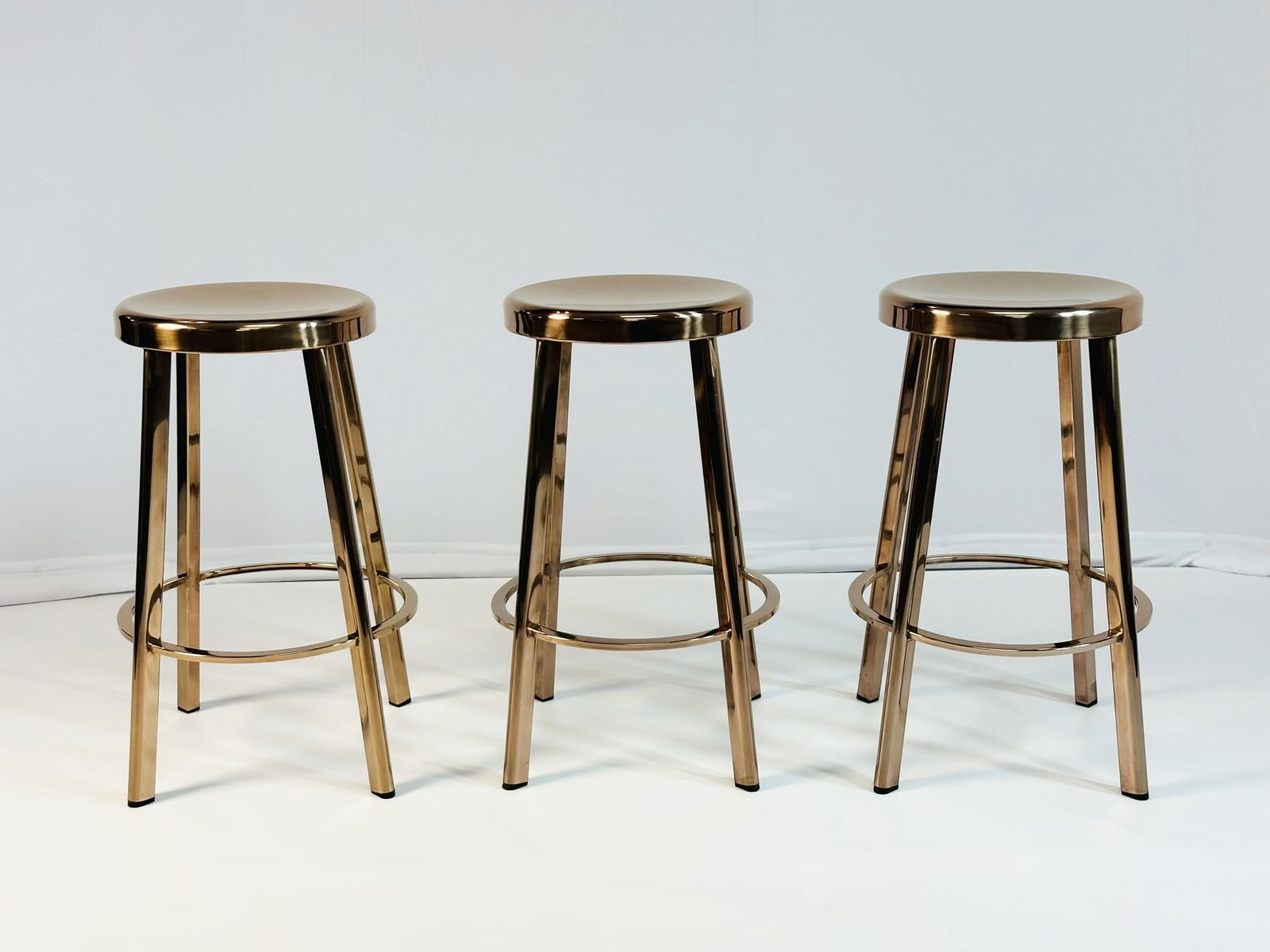 Set of Four Industrial Style Counter Stools with Copper Finish, USA 1980s (1 of 15)