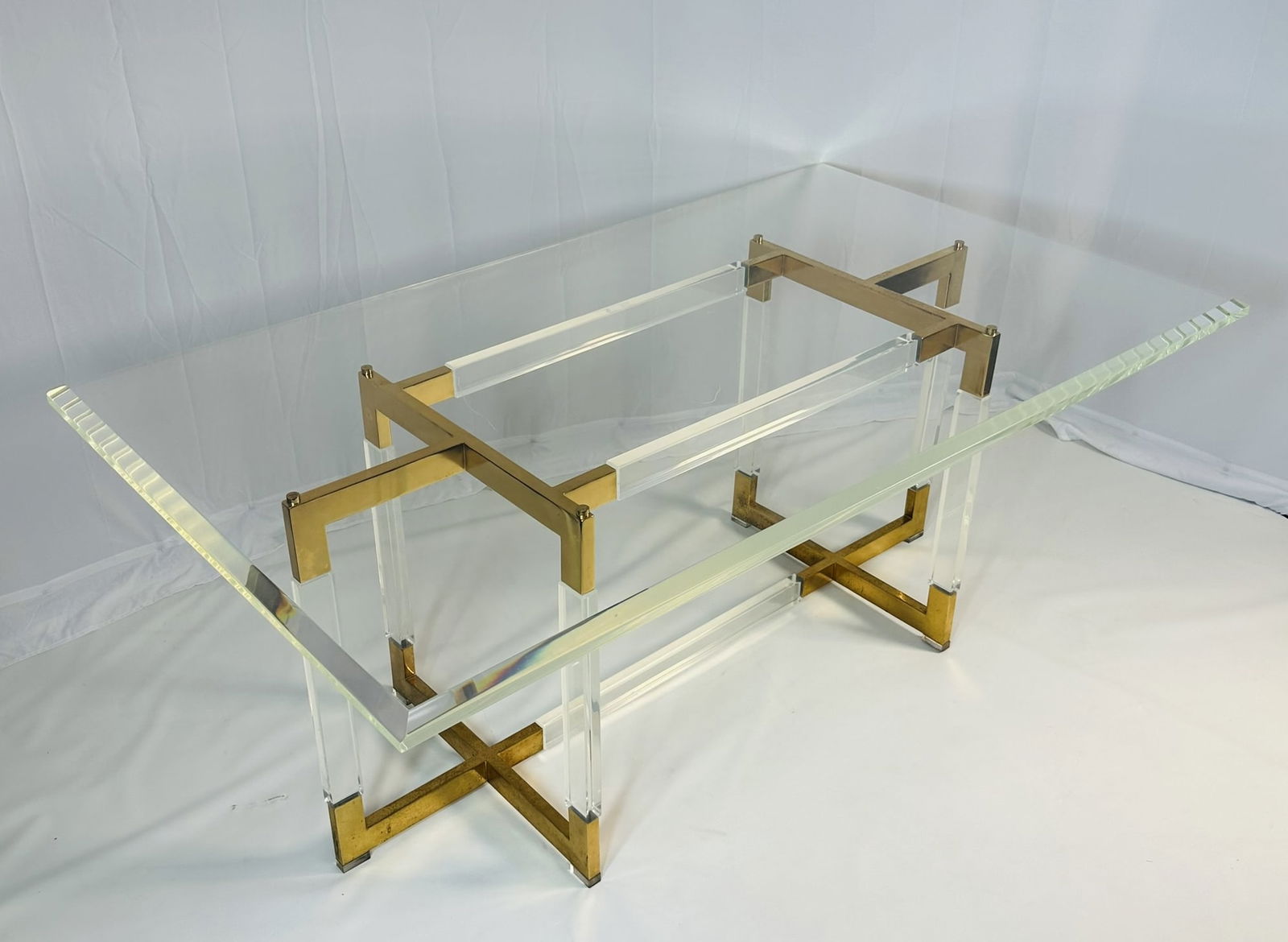 Lucite & Brass Dining Table by Charles Hollis Jones, Signed & Dated (1 of 19)