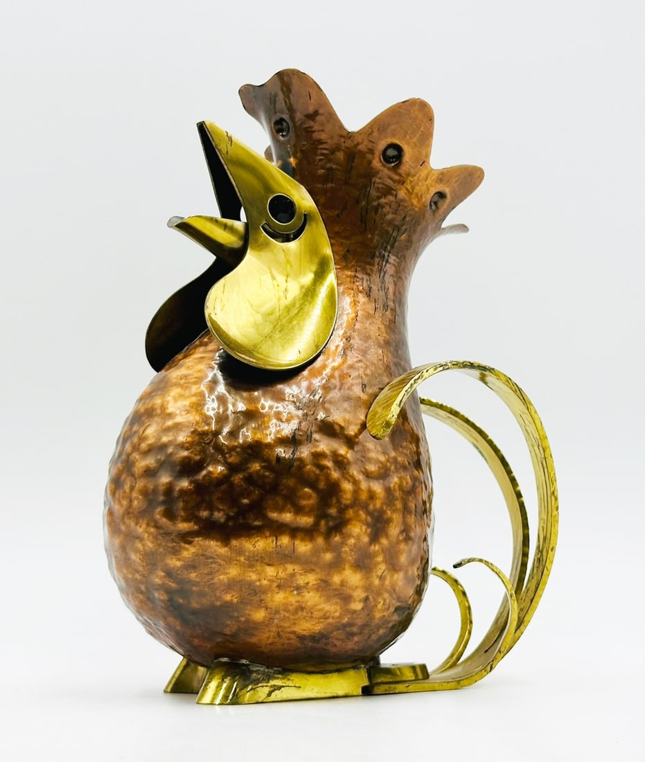 Copper & Brass "Turkey" Water Pitcher Signed A.C.T. Taxco, Mexico (1 of 19)