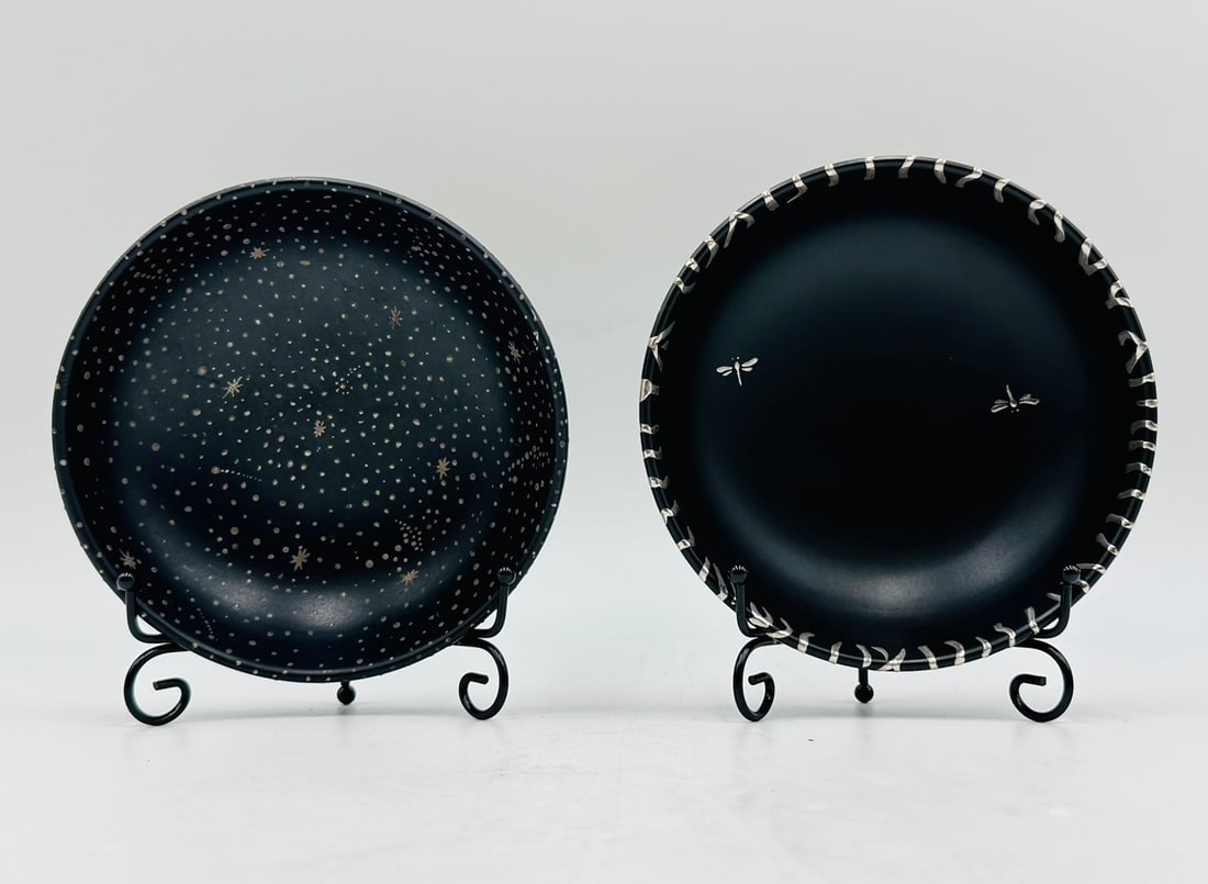 "Starry Night & "Libelula" Ceramic & Pure Silver Bowls by Emilia Castillo, Signed & Dated (1 of 17)