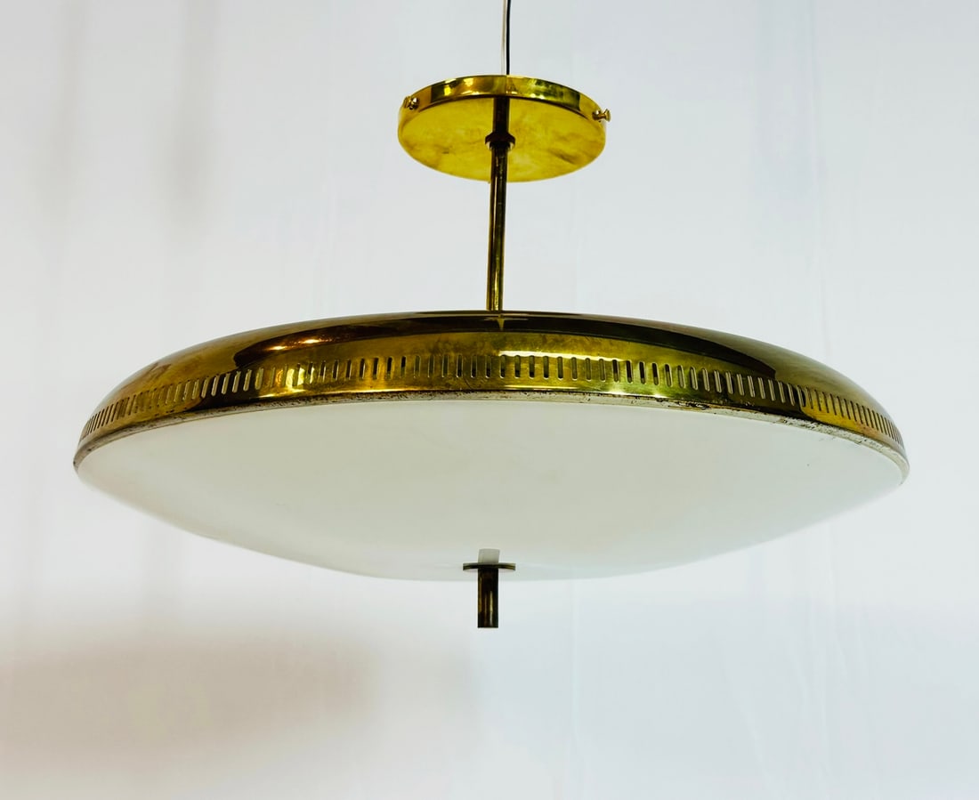 Vintage Ceiling Light in Solid BRASS & White Lucite, Circa 1960s (1 of 11)