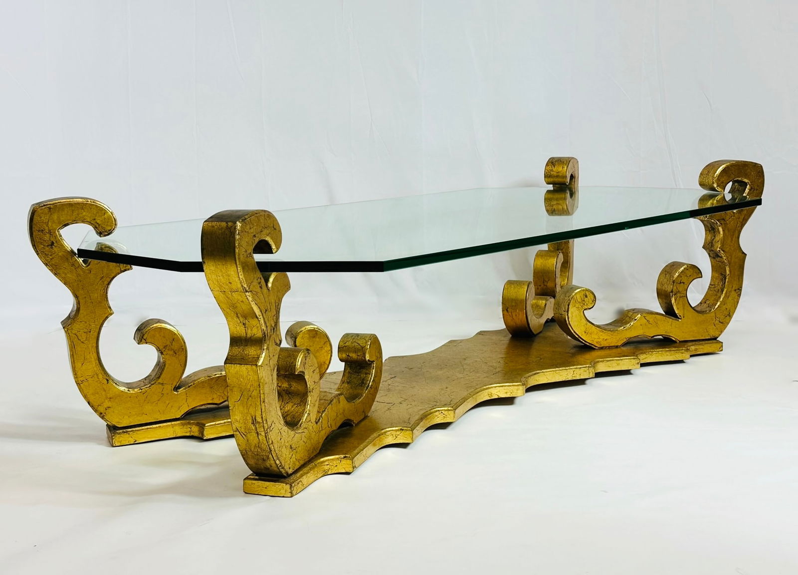 Mid 20th Century Vintage Rococo Gilt Coffee Table with a Glass Top (1 of 19)