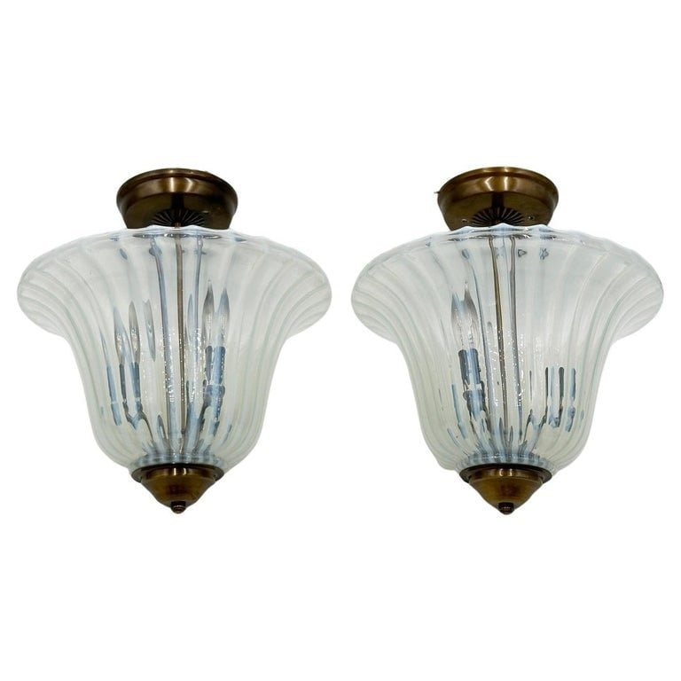 Pair of Murano Glass & Brass Chandeliers, Italy 1960s (1 of 12)
