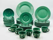 Dinner Service for 8 (40 Pieces) in Porcelain & Pure Silver by Emilia Castillo, Mexico 1980s