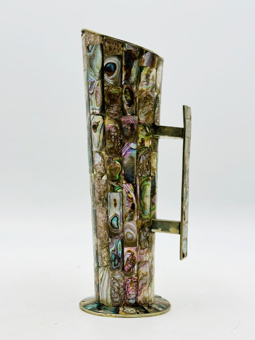 Water Pitcher in Tessellated Abalone Shell & Alpaca Silver, Mexico 1970's (1 of 10)