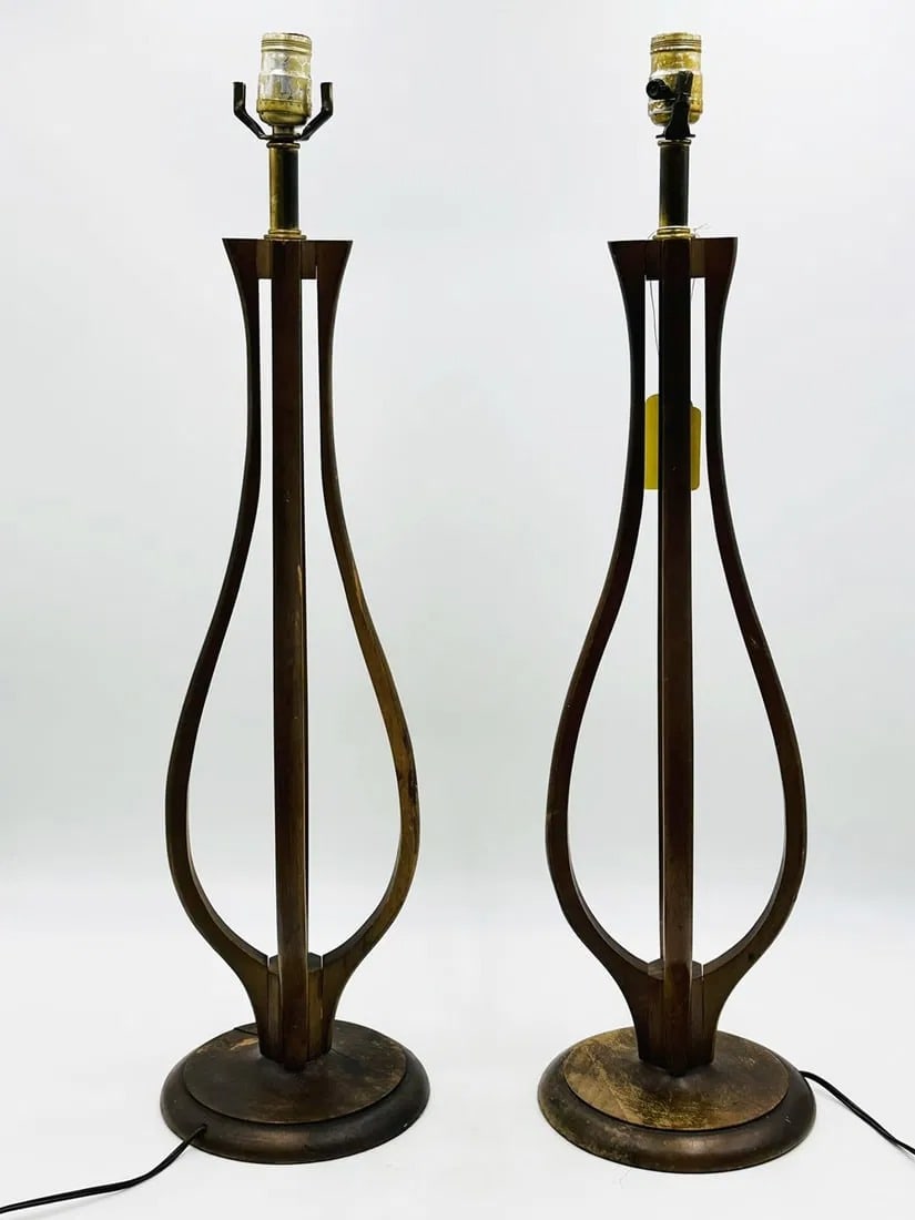 Pair of Mid-Century Modern Walnut Lamps (1 of 9)