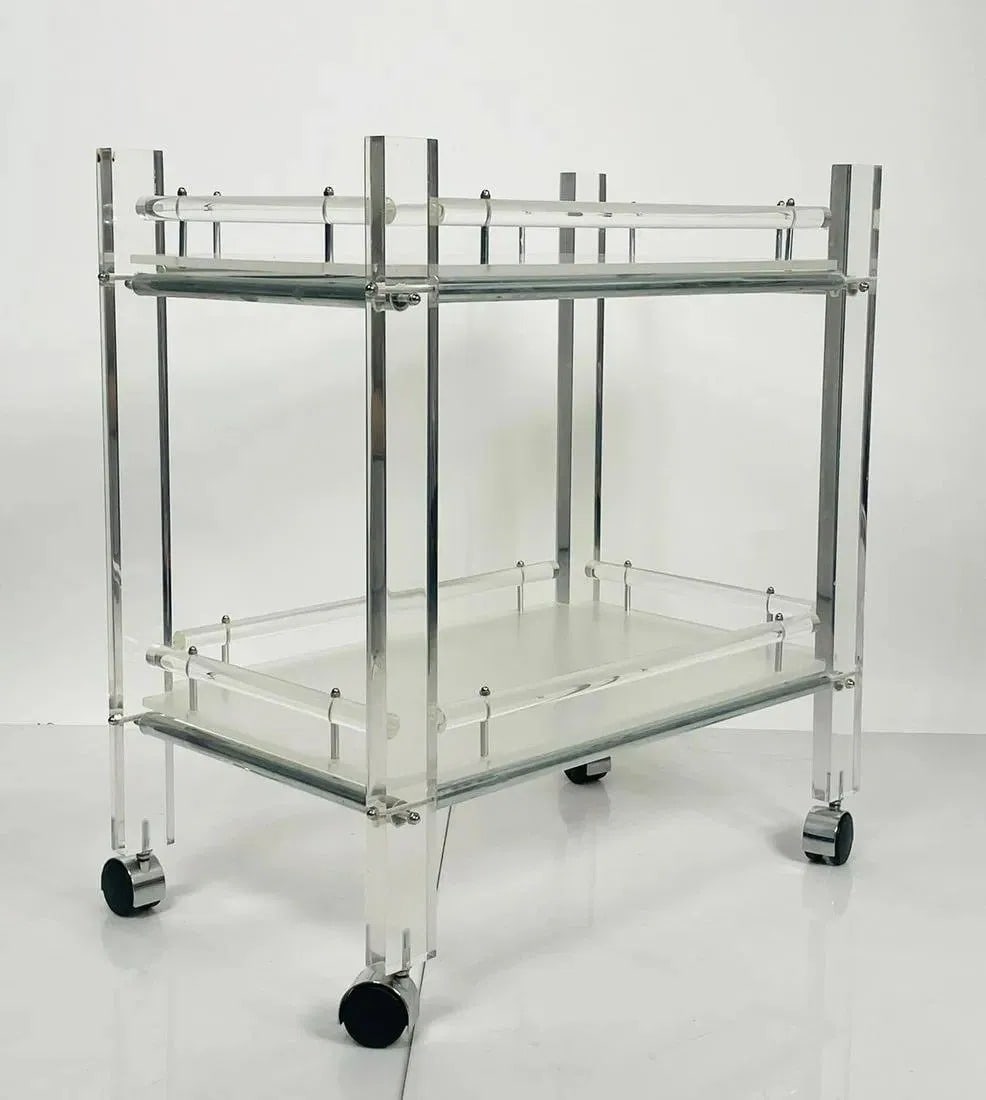 Vintage Lucite & Chrome Bar Cart With Removable Trays (1 of 10)