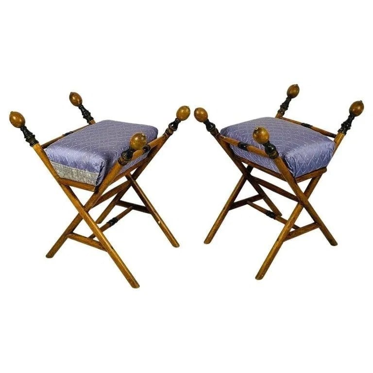Pair of Middle Eastern Style X Frame Stools/Benches (1 of 14)