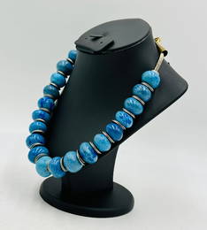 Doyle Lane (1925-2002) Multi Bead Necklace Blue Ceramic Beads