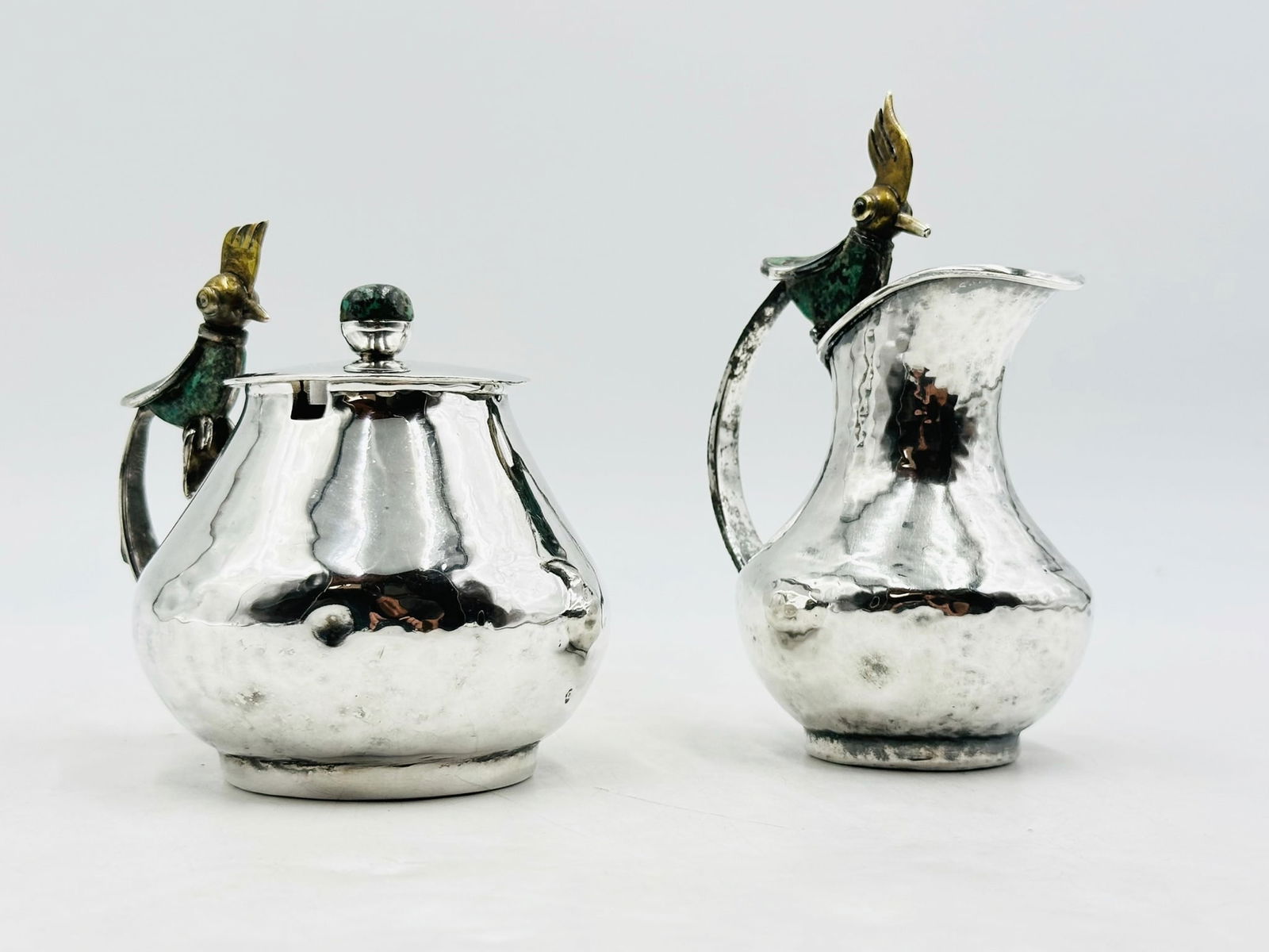 Bird of Paradise Creamer & Sugar Pot with Lid by Los Castillo, Mexico 1970's (1 of 20)