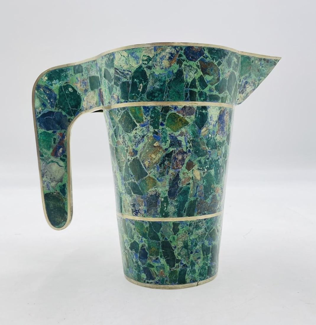 Malachite and Silver Water Pitcher in the Style of Los Castillo (1 of 10)