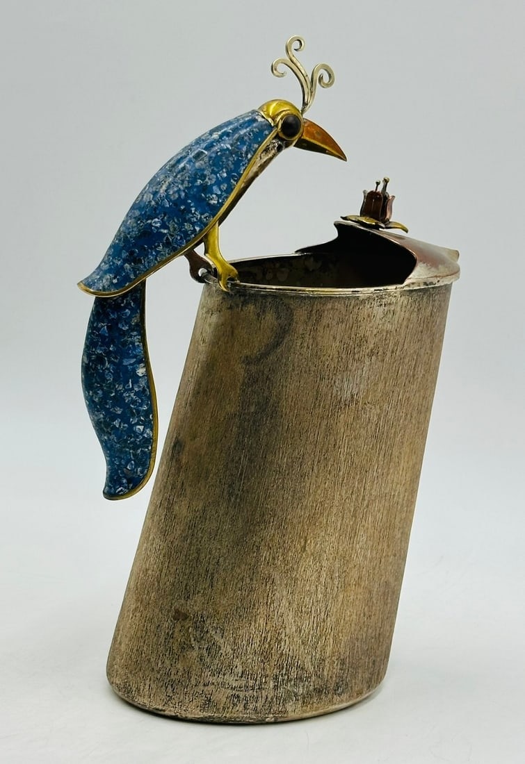 A Mexican Mixed-Metal & Hardstone Water Pitcher by Los Castillo, Mexico 1960s (1 of 18)