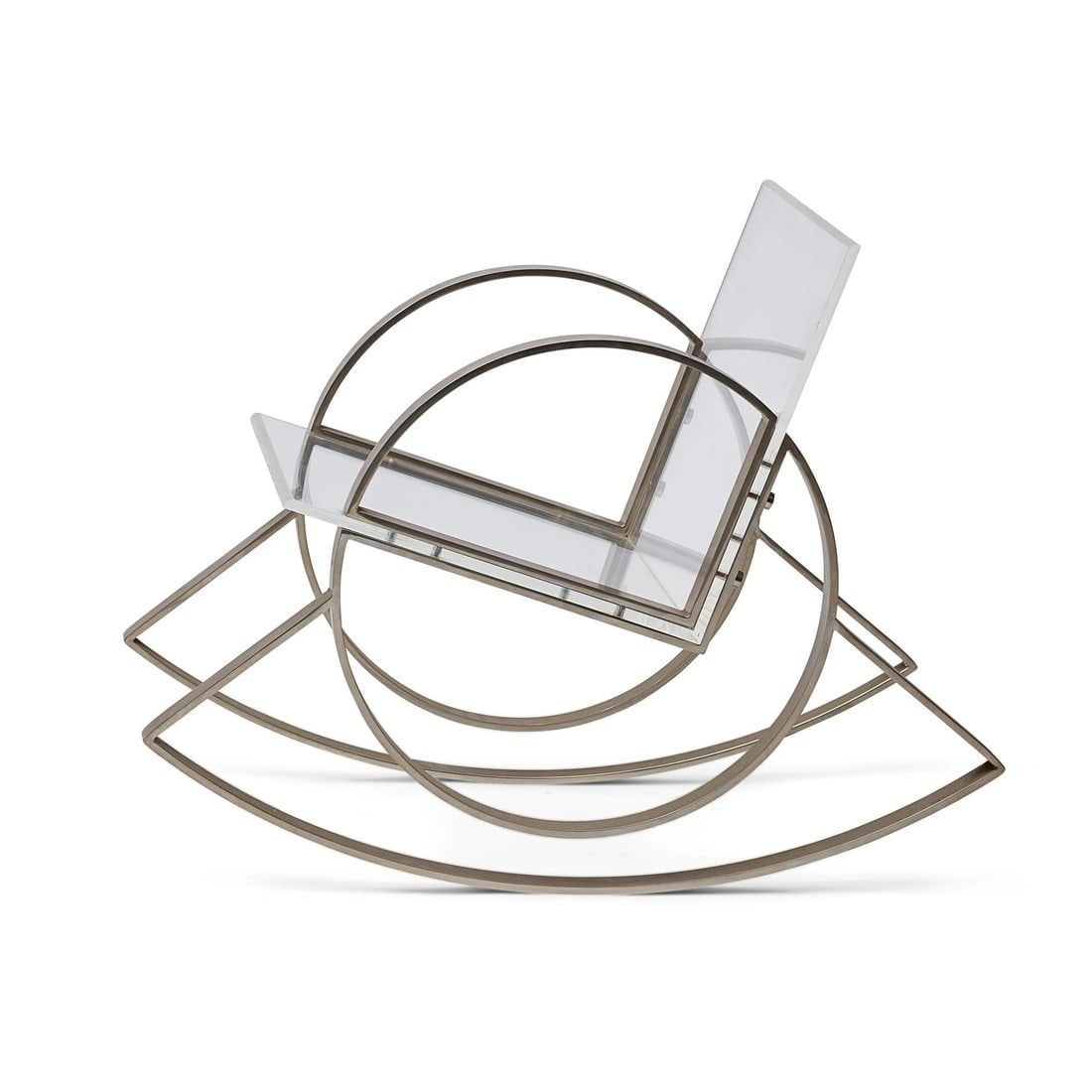 Lucite and Nickel Rocking Chair (Sculpture) by Charles Hollis Jones (American 1945-) (1 of 2)
