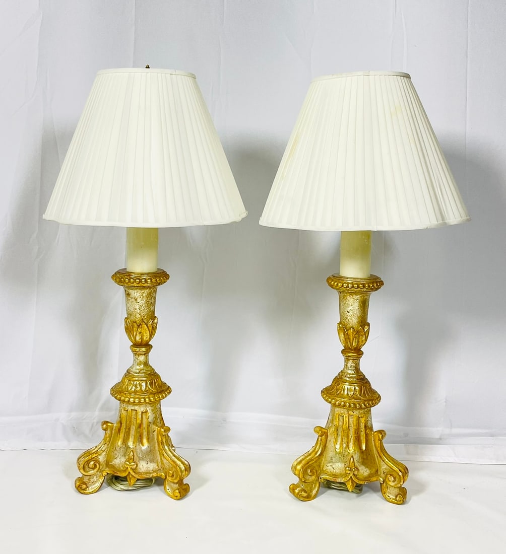Pair of Neoclassical Style Table Lamps with Gold & Silver Gilt (1 of 12)