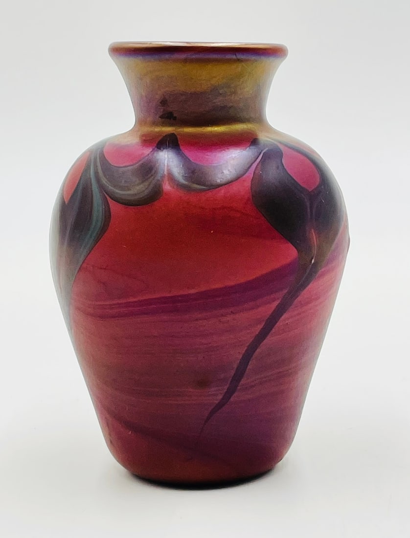 Vintage Studio Art Glass Vase by Lundberg Studios, Signed & Dated 12/74 (1 of 11)