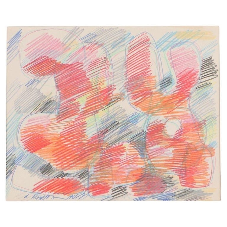 Abstract Crayon Drawing by Walter Stomps JR (USA 1929-2020) Signed & Dated 61 (1 of 6)