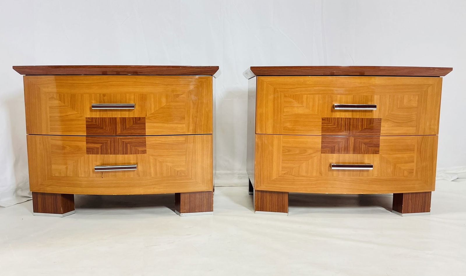 Pair of Post Modern Nightstands With Chrome Accents (1 of 16)