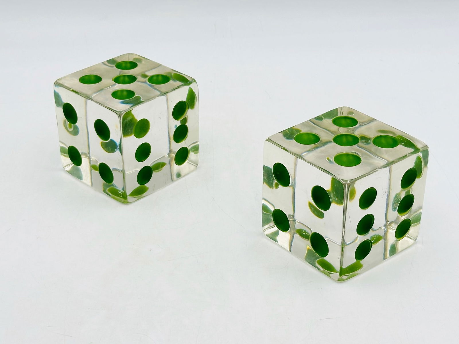 Pair of Lucite "Dice" Bookends by Charles Hollis Jones (American 1945-), Signed. (1 of 10)