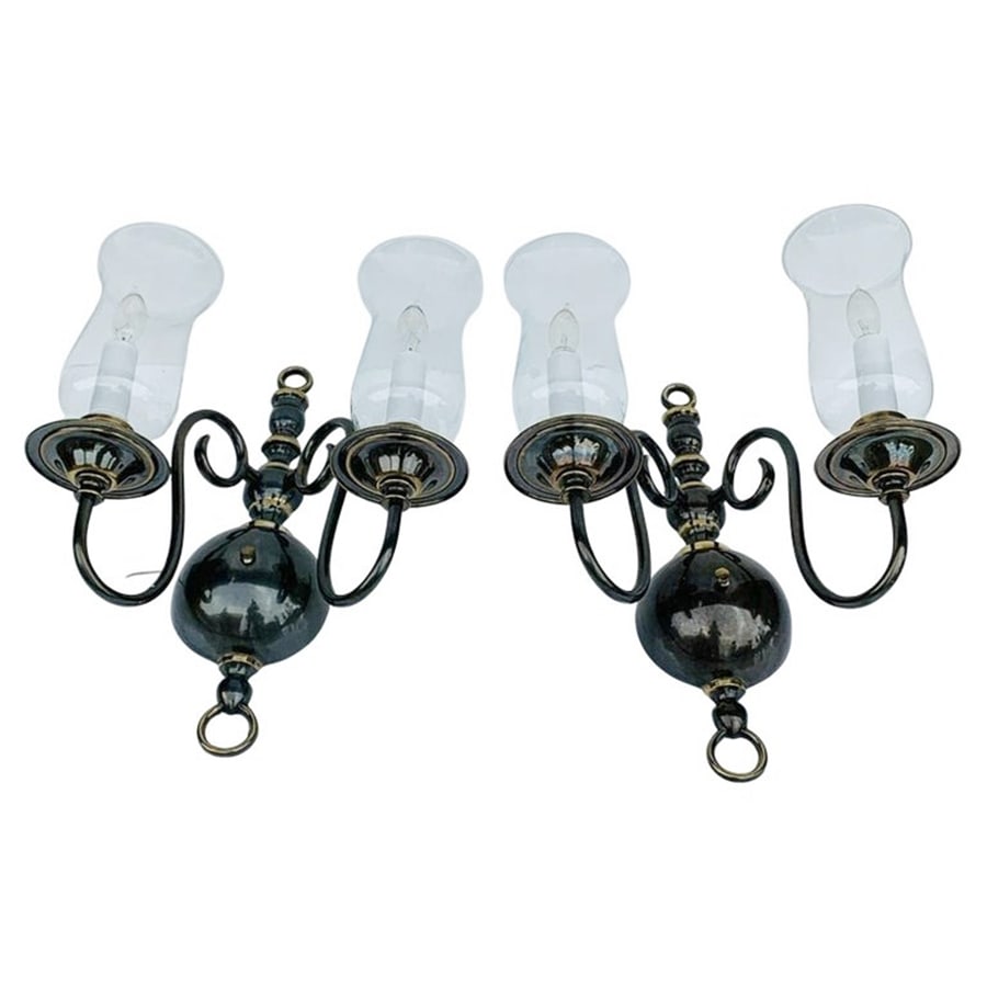 Pair of Brass & Glass Sconces by Feldman Lighting, USA 1970's (1 of 13)