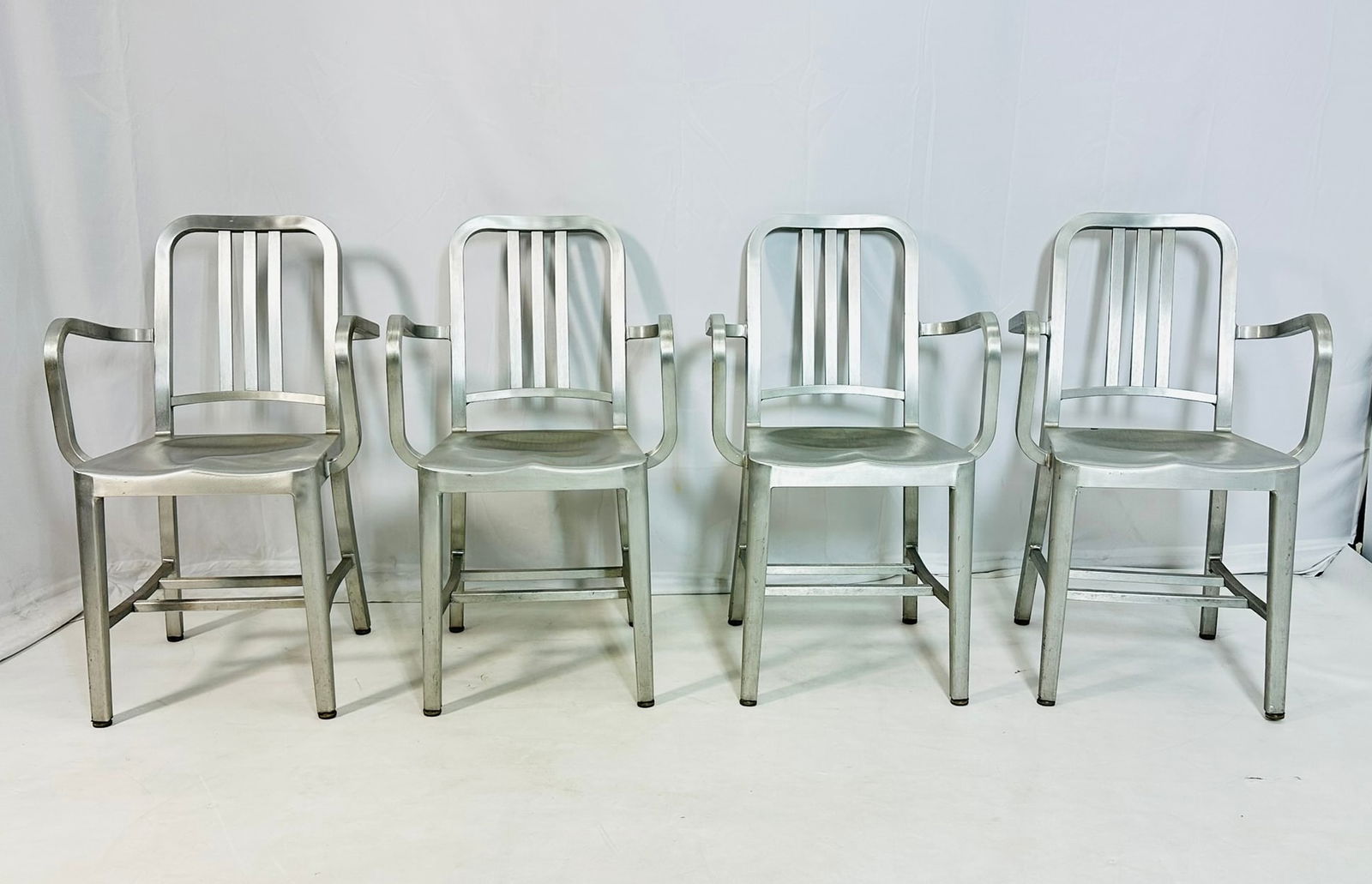 Set of Four Emeco Navy 1006 , Aluminum Chairs, USA 1950's (1 of 20)