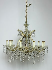Crystal & Brass Chandelier With 10 Arms, made in Italy, Circa 1970's