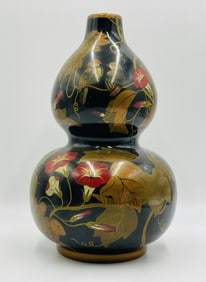 Vintage Double Gourd Vase By Maitland Smith, Hand Painted Porcelain