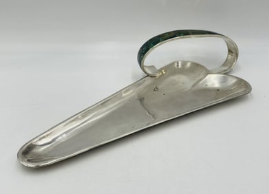 Vintage Silver & Azurite Stone  Dessert/Appetizer Tray by Los Castillo, Mexico 1970's