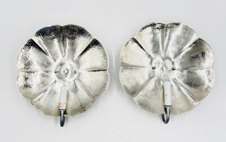 Pair of Scalloped Wall Sconces with Silver Finish by Shades of Light