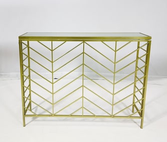 Modern Console Table with Metal Frame and Glass Top