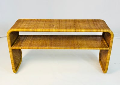 Wicker Console Table Made in the USA by Founders, Circa 1960s