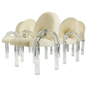 Six Arm Chairs With Lucite Frames by Charles Hollis Jones, Signed & Numbered