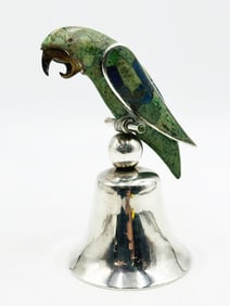 Bell Shaped Silver Sculpture With a Parrot Handle in the Los Castillo Style