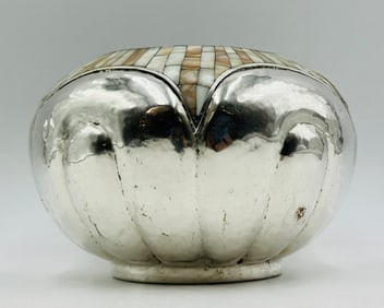 Large Lobed Bowl With Mother Of Pearl Inlay by Los Castillo, Mexico 1960s