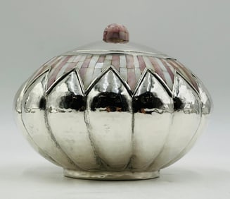 Lidded Bowl With Mother Of Pearl Inlay by Los Castillo, Mexico 1960s