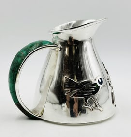 Silver & Malachite Water Pitcher by Los Castillo, Mexico 1960s