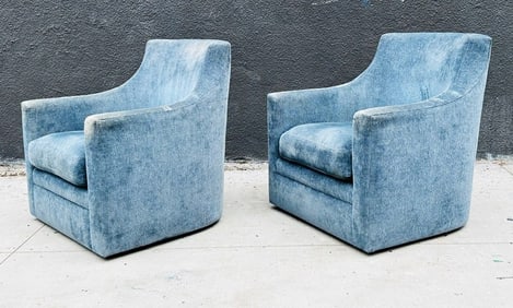 Pair of Barrel-Back Chairs on Swivel Mechanism, USA 1990's