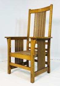 A Gustav Stickley Oak Spindle-Arm Chair, No. 384