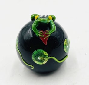 Vintage Studio Glass Frog Paperweights by Steven Correia, Signed & Dated 2003