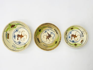 Vintage Graduating Ceramic Bowls Signed PH