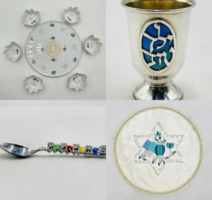 Judaica Collection, Including Rosenthal Porcelain, Baby Spoon, Sterling Cup
