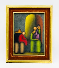 Oil on Masonite Painting by Jesus Mariano Leuus (Mexican, 1948-2008) -