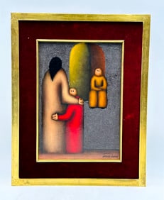Oil on Masonite Painting by Jesus Mariano Leuus (Mexican, 1948-2008) -
