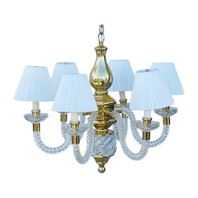 Murano & Brass Chandelier With Six Arms, Italy 1970's