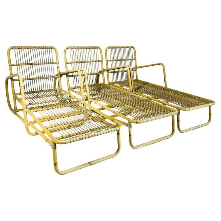 Set of 3 Four Hands, Grass Roots Riley Outdoor Chaises - Faux Rattan: Bring the outdoors in with natural textures and modern lines. All-natural banana and abaca leaf weave creates dynamic contrast with modern and transitional framing, from smooth mahogany to slabs of pr