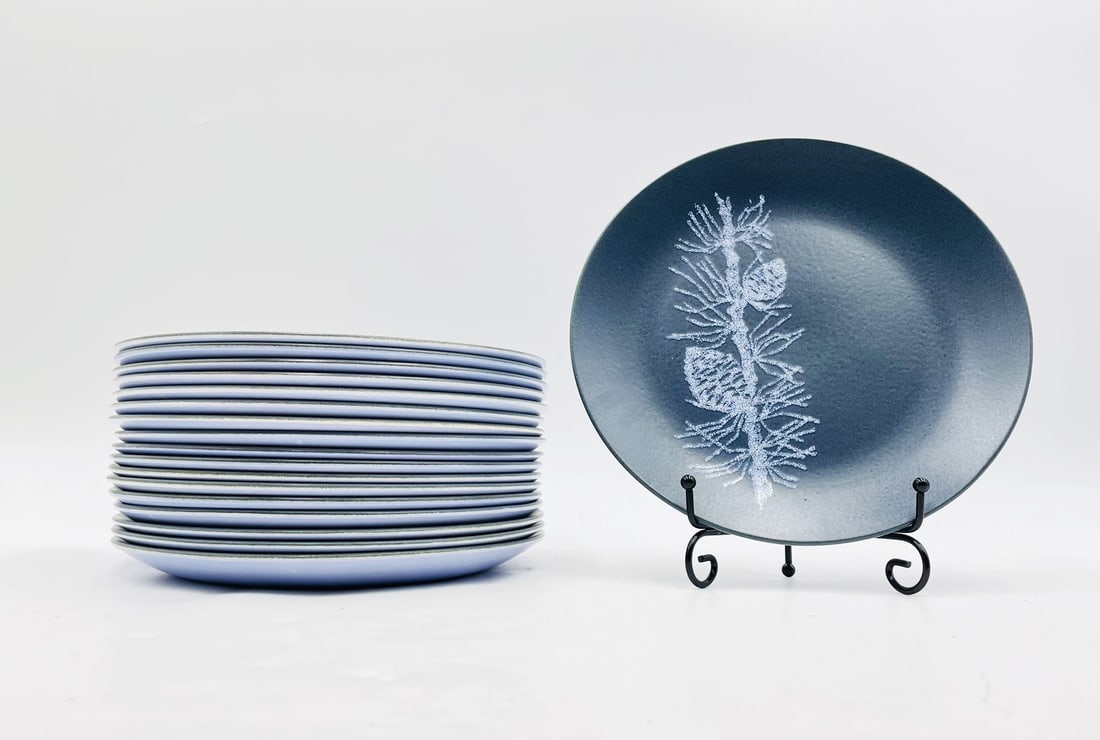 Set of 16 Salad Plates by Dorothy Thorpe for Pine Crown Lynn Pottery (1 of 5)