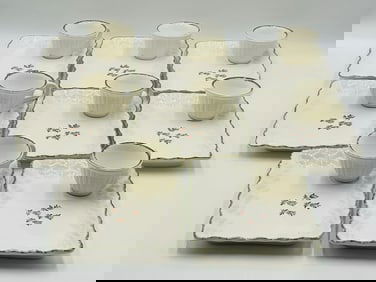 Set of 8 Vintage Dinner/Snack Trays with Tea/Coffee Cups made in Italy, 16pcs Total