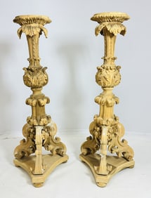 Pair of 59 Inches Tall Carved Pedestals by Paul Ferrante