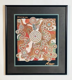 Australian Aboriginal Art Titled "Path of the Emu" Churinga Australia