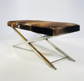 Large X Frame Bench in the Style of Charles Hollis Jones
